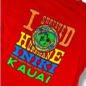 VINTAGE 90s 'Hurricane Iniki Kauai' T-Shirt Large‎ Single Stitch USA Made Tee SS